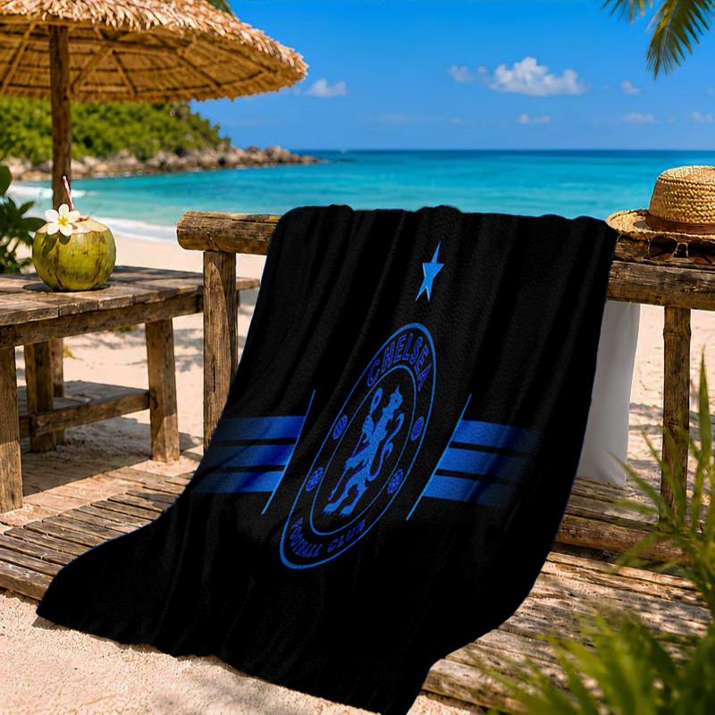 Chelsea Football Club Crest Beach Towel Microfiber Beach Towel, Lightweight and Quick-Dry, for Summer Travel, Swimming Pool Fan Birthday Gift