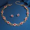 Retro Court Style Black Gemstone Necklace Earrings Light Luxury Atmosphere High-End Collarbone Chain Women'S Neck Chain Set