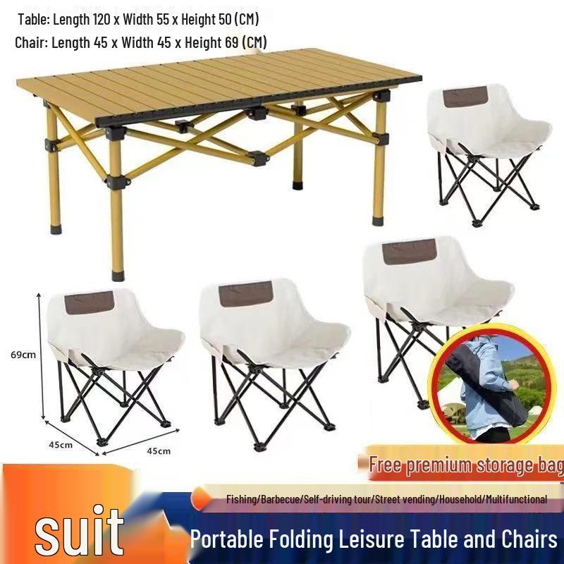 Portable Folding Camping Table & Chair Set - Roll-up Picnic Gear for Outdoors