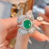 Wear One Or Two High-Carbon Diamond Red Corundum Rings, Heavy Industry Luxury High-End Belt Cotton Emerald Ring.