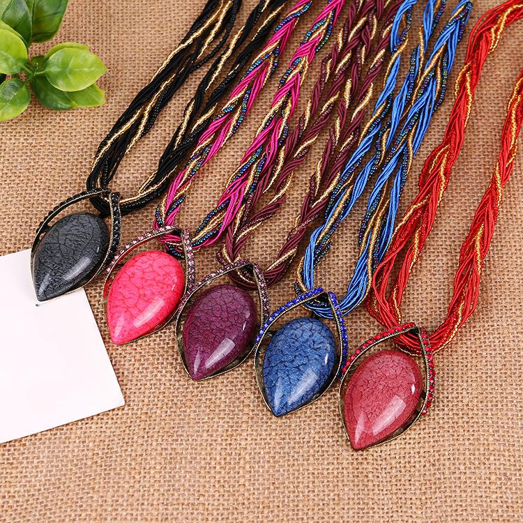 

Аксессуары, европейское и американское ретро, ​​этническая фэн-шуй, цепочка для свитера с опалом, модные аксессуары для ожерелья зелёный