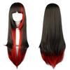 Whimsical W Long Straight Cosplay Wig Women Costume Party Black Red Ombre White Heat Resistant Synthetic Hair Wigs
