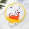 pc Portable Folding Fan With Handle, Cartoon Mini Round Fan, Plastic Summer Accessory, Fancy Style For Creative Party Gift,