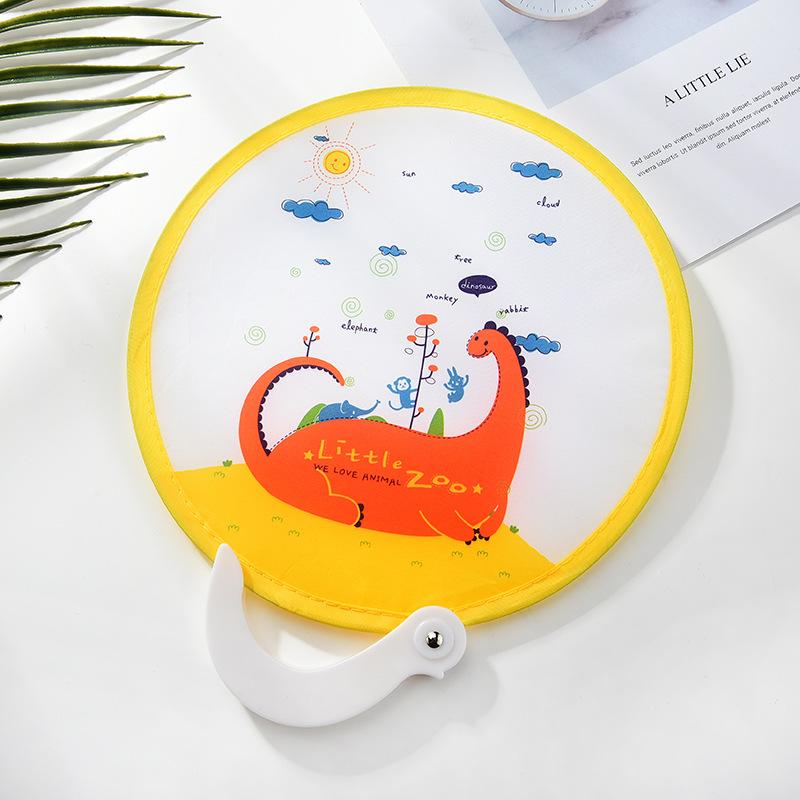Pc Portable Folding Fan With Handle, Cartoon Mini Round Fan, Plastic Summer Accessory, Fancy Style For Creative Party Gift,