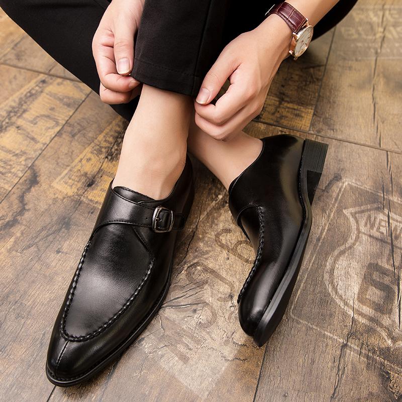 Leather shoes men Gingham Buckle Classic Business shoes for male Luxury Brand Antiskid Cozy Men loafers Design shoes men