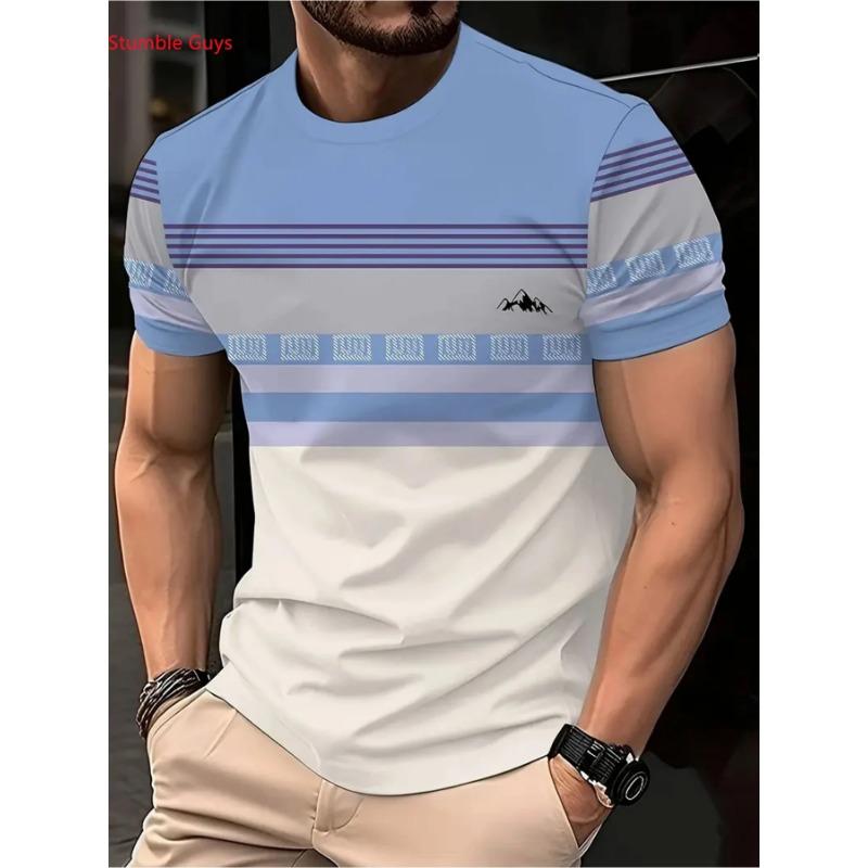 Casual Street Printed Men's Short Sleeve Tee Summer Fashion Quick Dry Breathable Jersey Sportswear
