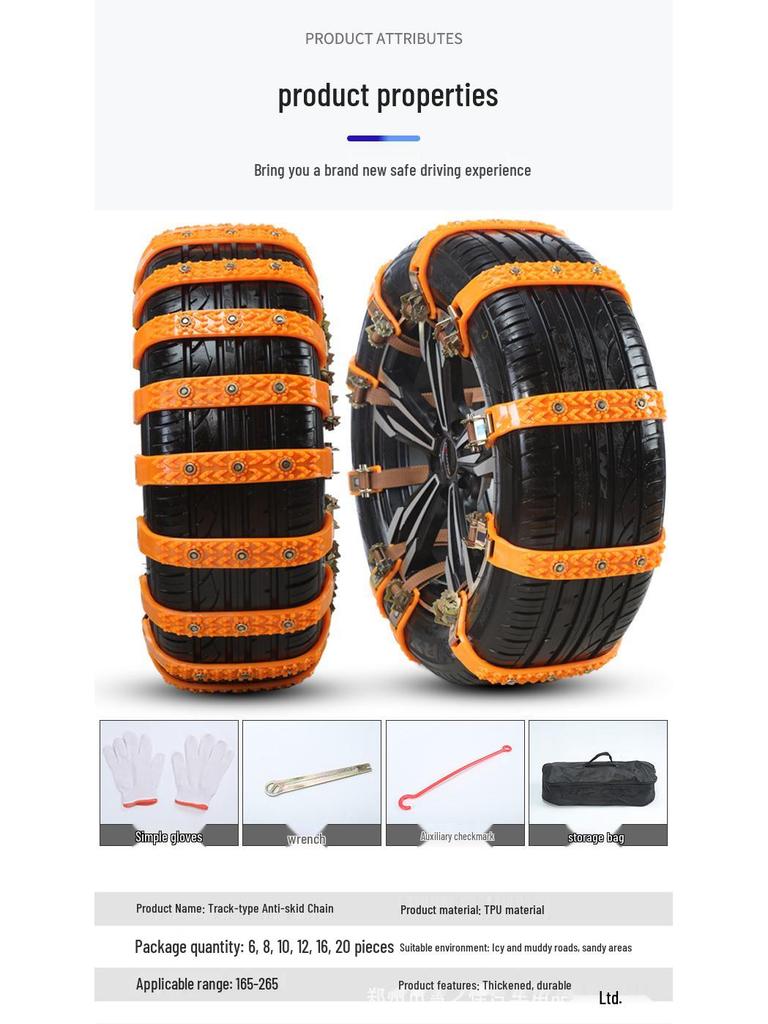Universal Anti-Skid Snow Chains for Cars, Vans, Sedans, and SUVs