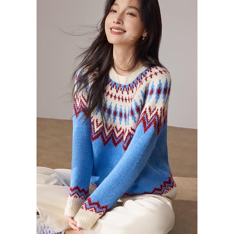 VICTORIA&VERA Women's Fair Isle Plush Knit Sweater