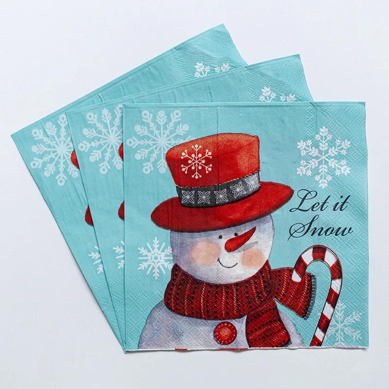 20pcs/Pac 33*33cm 2-Ply Disposable Party Napkin Christmas Pattern