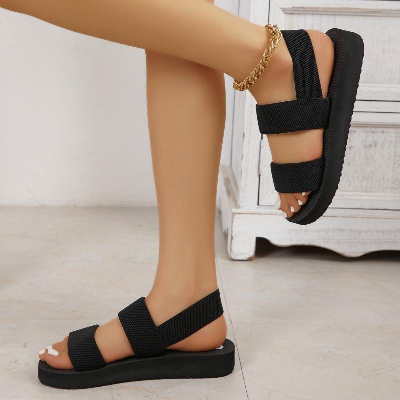 Women's Casual Elastic Strap Flatform Sandals Lightweight Comfort Summer Shoes