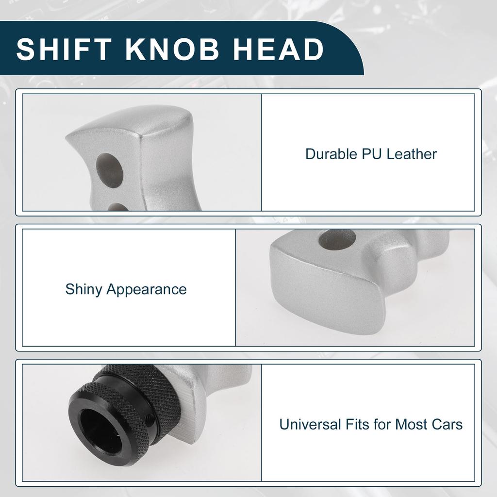 TUCKBOLD Car Shift Silver 1 with 3 Durable Knob, Tone, Set, Universal, Resin/Aluminum Alloy, Adapters,