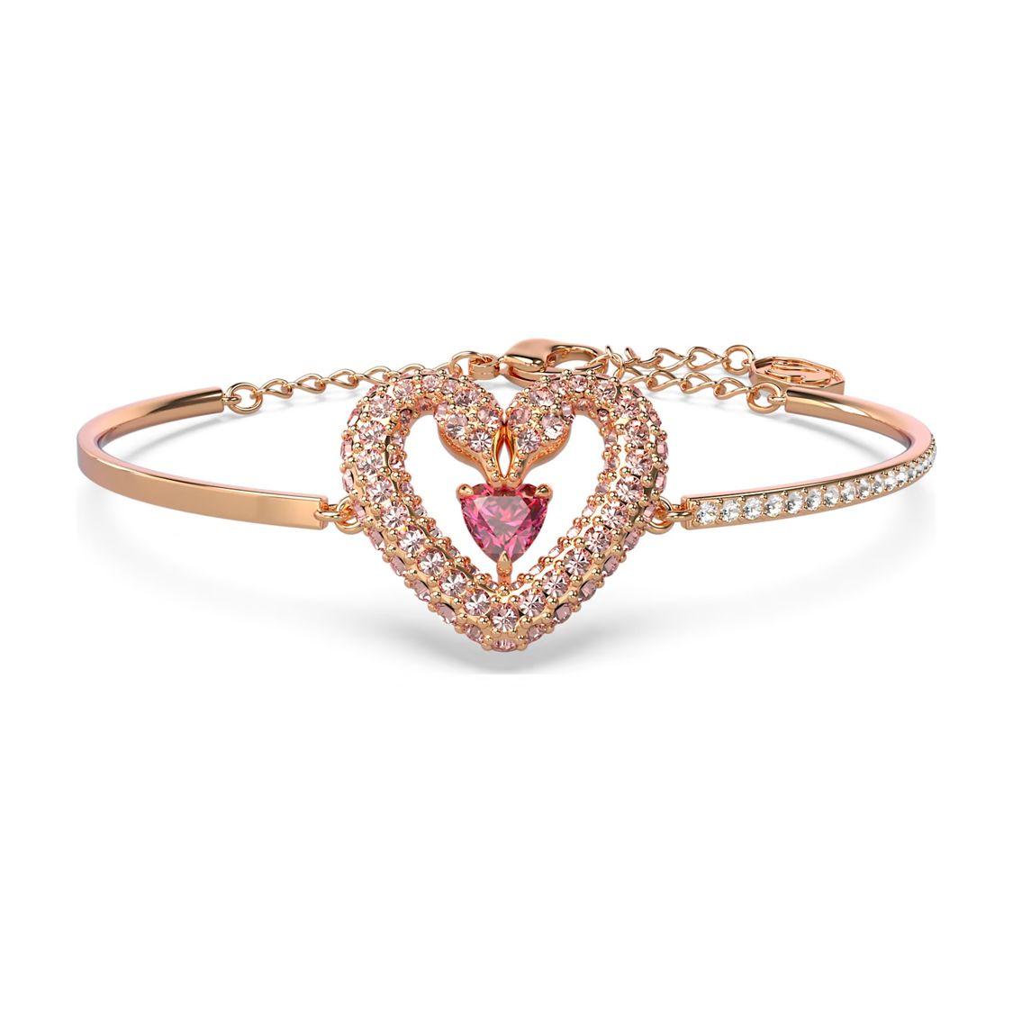 Swarovski Una Heart Swan Rose Gold Tone Bracelet Unisex Bracelet 5666672 Box (Random Color)