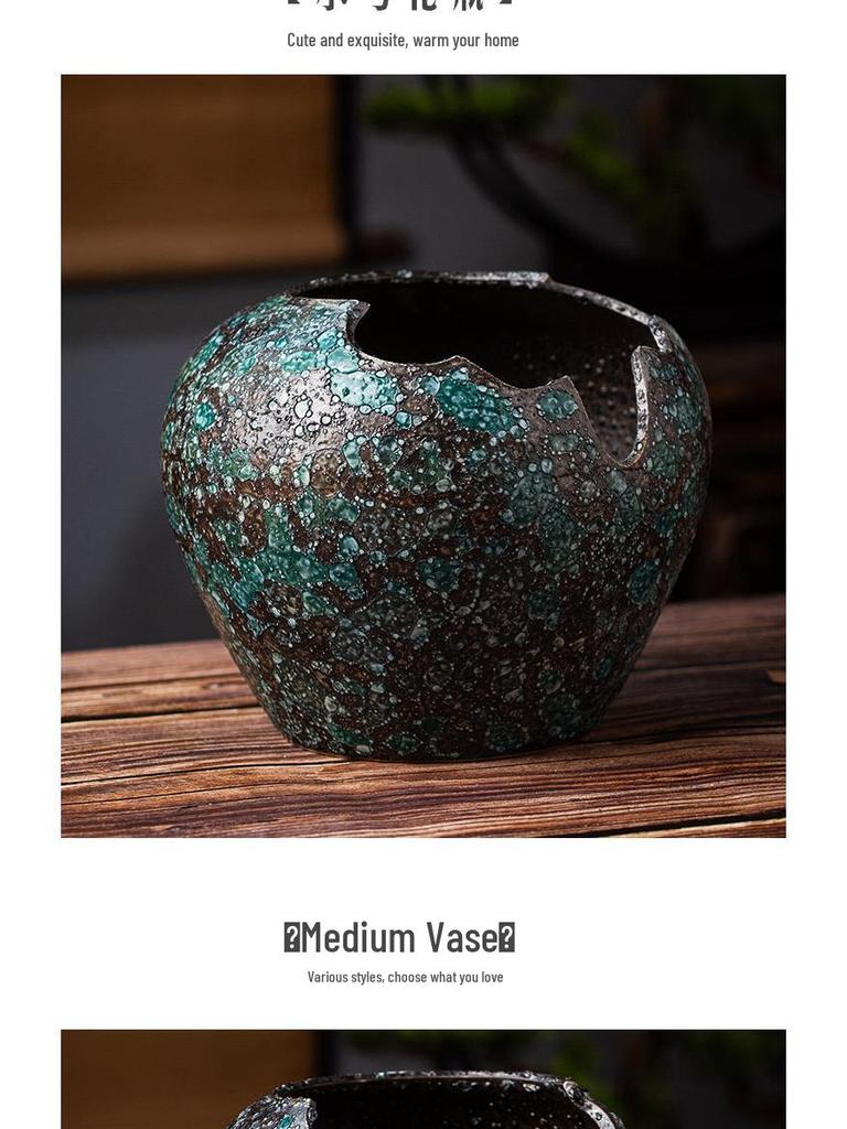 Retro Ceramic Flower Pot with Notch for Home or Balcony - Large Succulent Vase