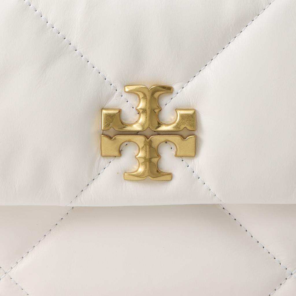 Tory Burch Kira Logo Flap Closure Napa Leather Tote Shoulder Crossbody Bag Small Women Bags White 154719-100