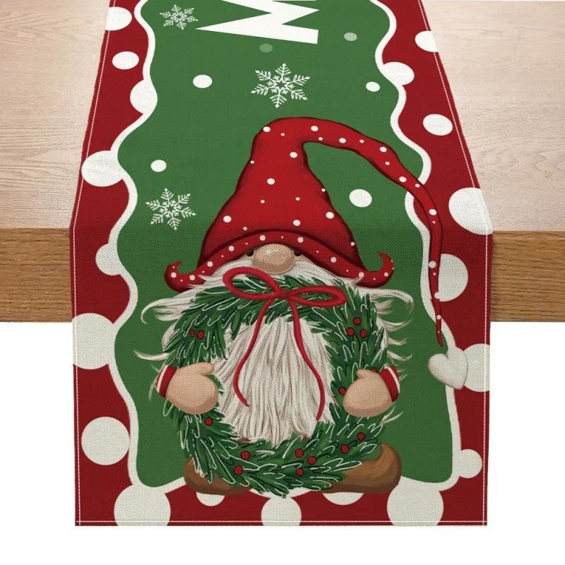 Christmas Table Mat Santa Elk Linen Print Table Runner Christmas Decor Snowman Xmas Tree Pattern Tablecloth Home Xmas Ornaments