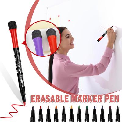 Dry Whiteboard Markers, Count Colorful Fine Tip Thin Erase Markers With Eraser For Home School Supplies-Brilliant 30ml Liquid