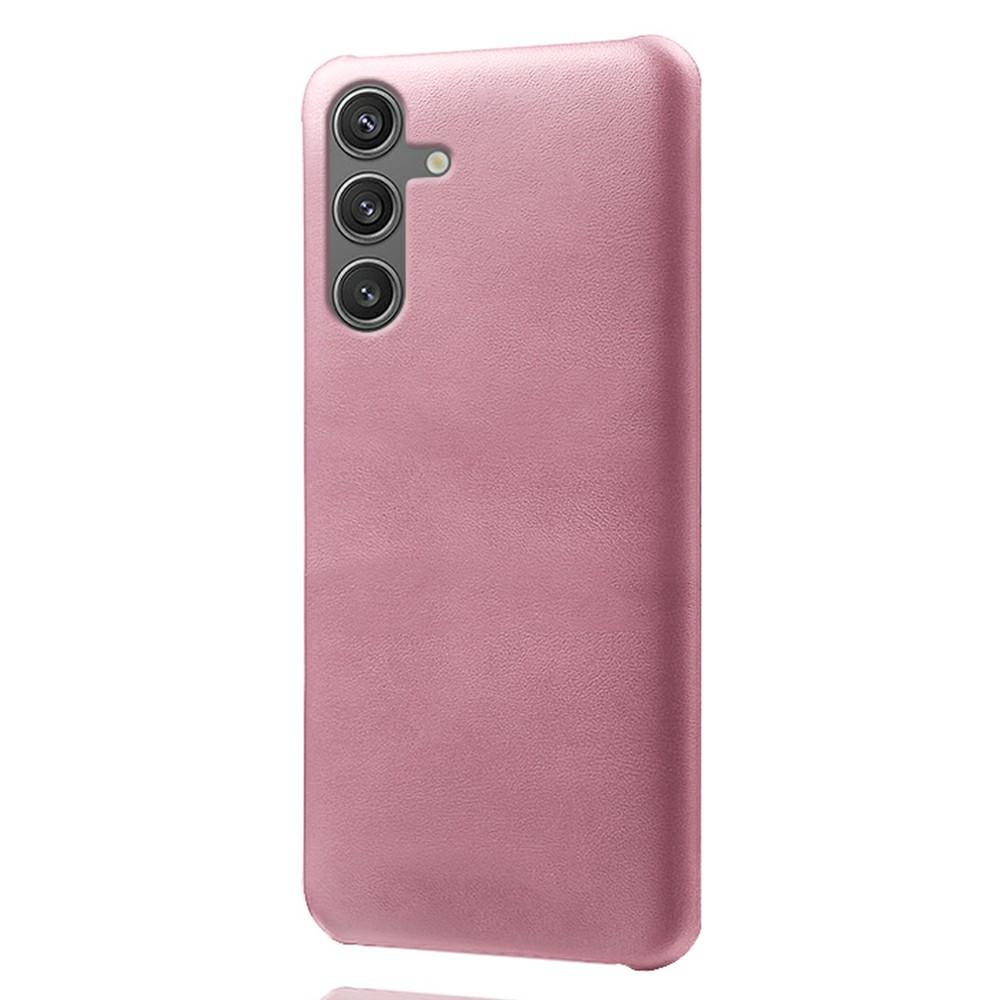

For Samsung Galaxy S25 Case Calf Texture PU Leather Hard PC Protective Phone Cover Rose Gold