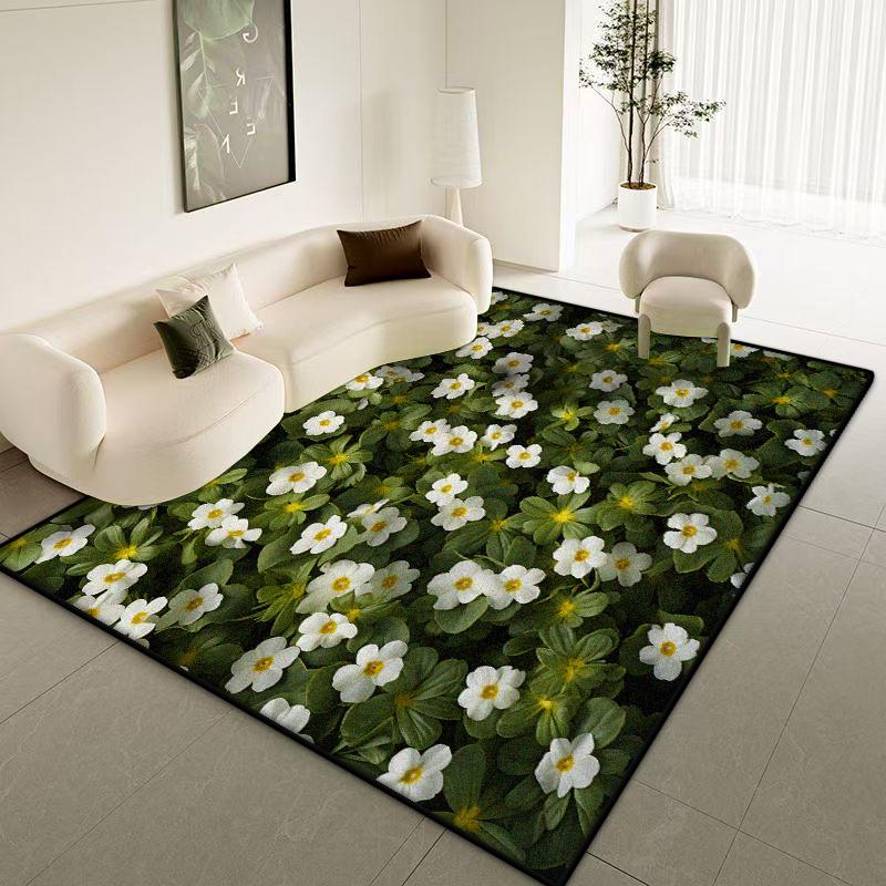 Modern Plant Pattern Large Rugs for Living Room Flower Design Room Decor Soft Bedroom Carpet Entrance Door Mat Machine Washable