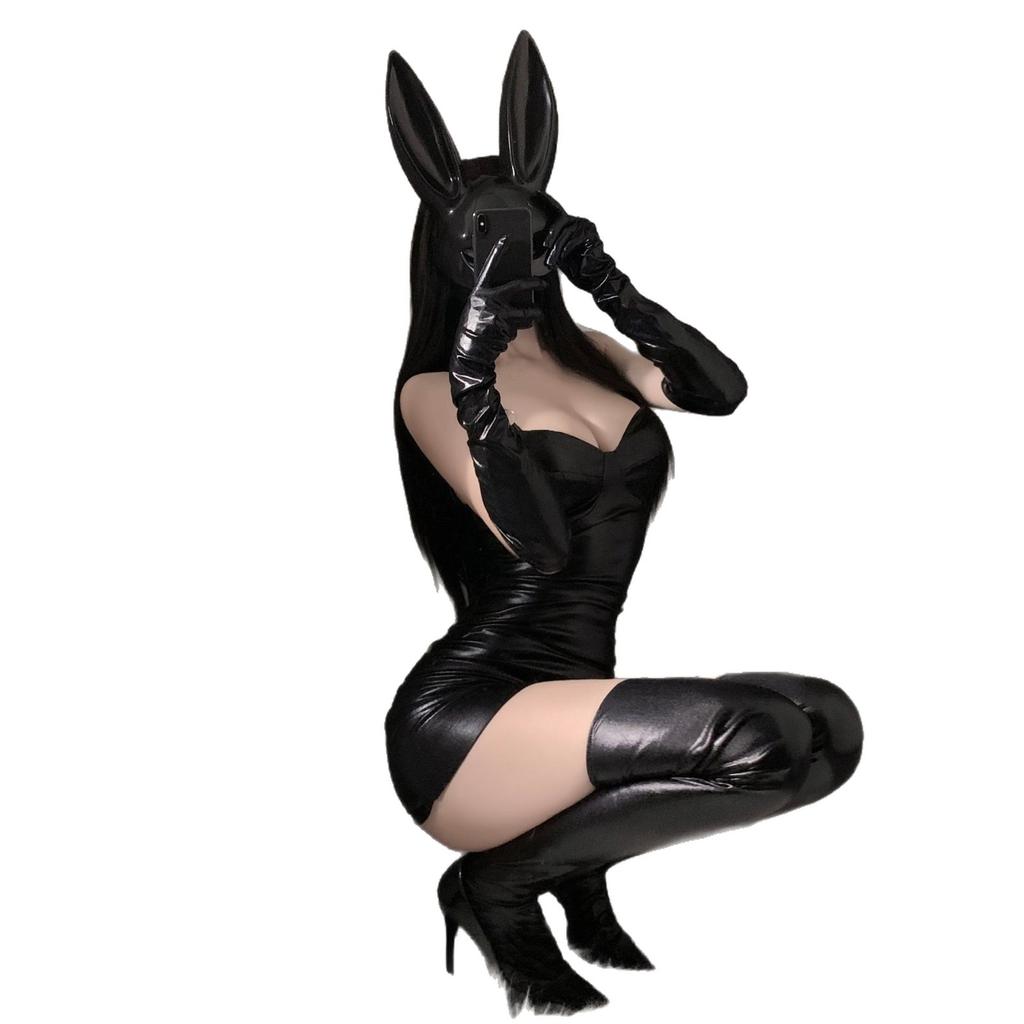 Sex lingerie sexy patent leather bunny tight hip skirt pure desire nightclub queen flirting leather skirt passion suit