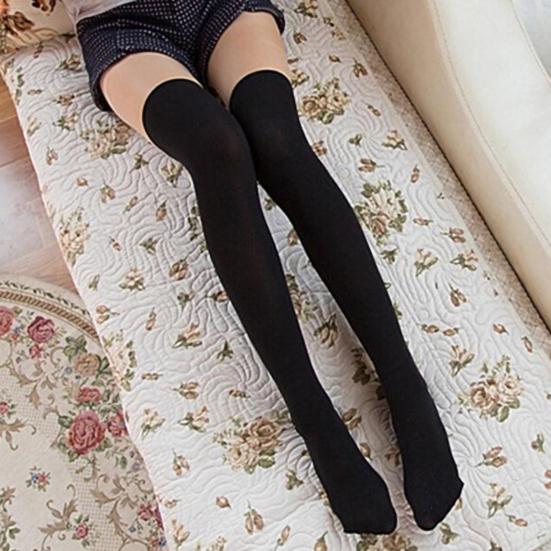 Stockings Solid Color Elastic Acrylic Fiber Stretch Comfortable Thigh High for Party