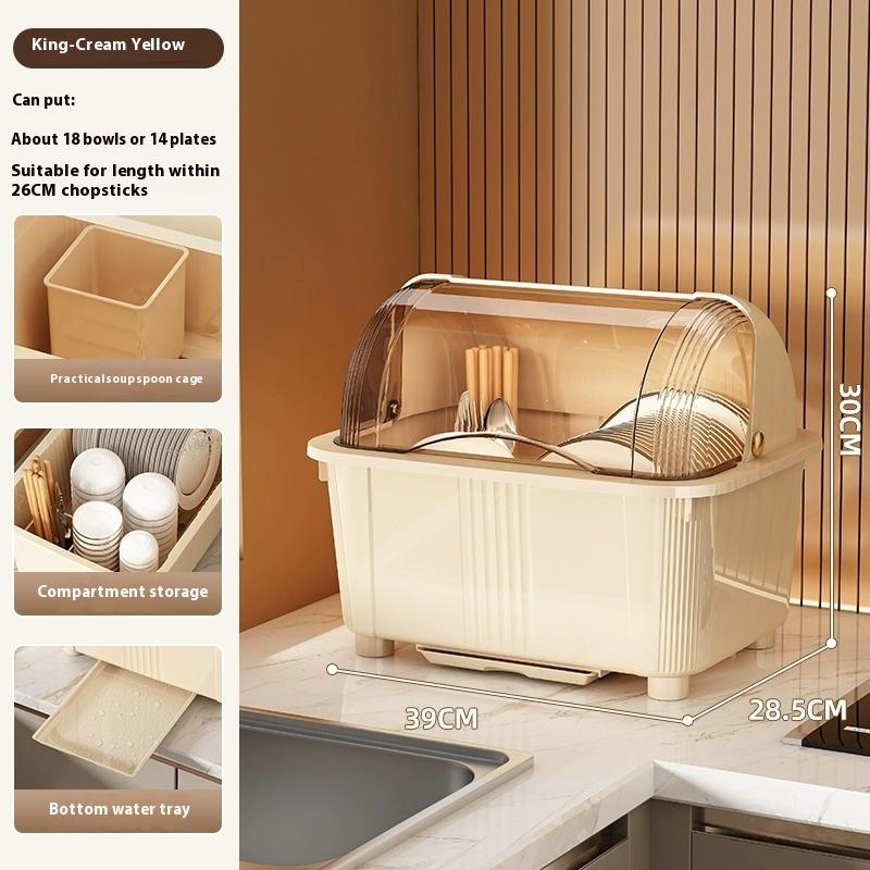 Velkokapacitní kuchyňská mísa úložný organizér odkapávač na nádobí prachotěsný úložný box odkapávač sušák na nádobí kuchyňské doplňky
