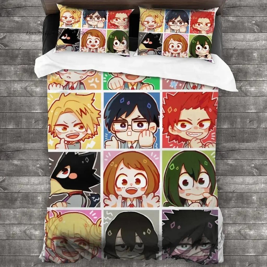 3D Print Anime My Hero Academia Bedding Set Duvet Cover Sheet Printed Bed Set Pillowcase Full Queen King Size Comforter Bedroom