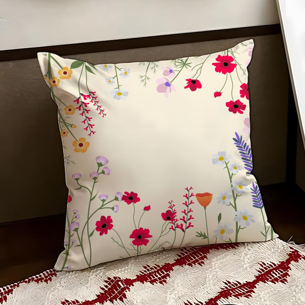 Spring Wildflowers Cushion Cover Reversible Soft Durable Pillow Cover Home  Car MultiScene Use for Daily Comfort
