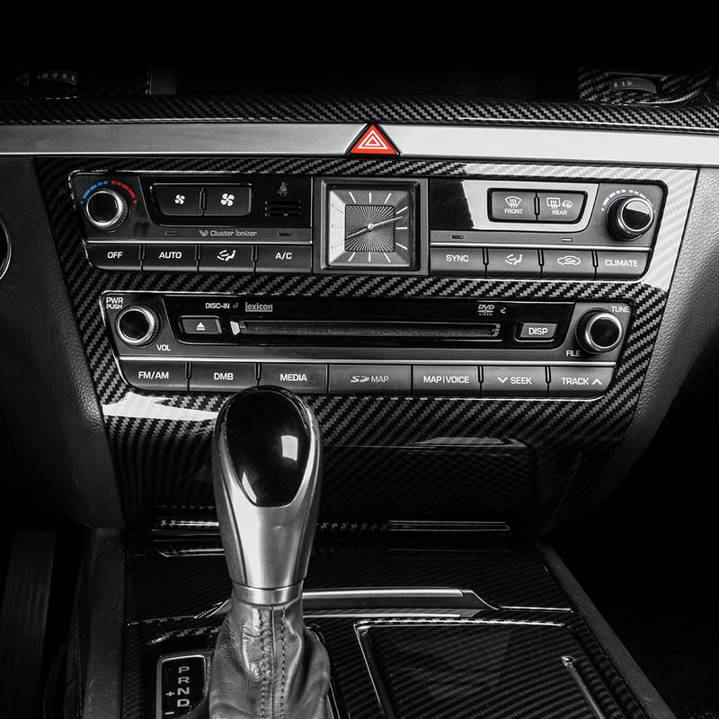 Car Tuning Carbon Fiber ABS Air conditioning Switch Adjustment Frame Cover Trim Accessories For Genesis G80 DH 2015-2020 LHD