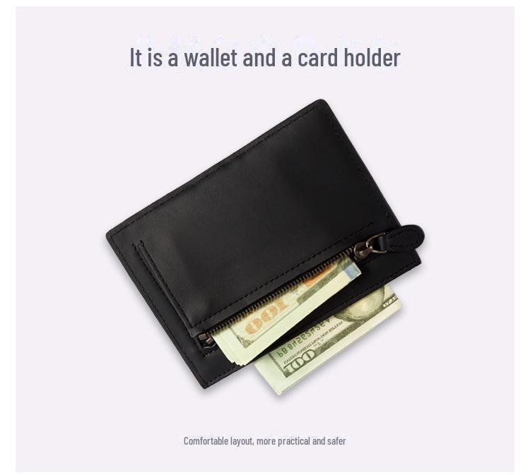 Ultradünne Geldbörse aus echtem Leder mit mehreren Kartenfächern