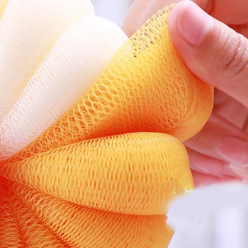Pumpkin Shape Bath Ball Large Two Tone Minimalist Super Soft Foaming Exfoliating Sponge for Bathroom and Shower