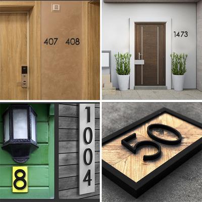 Address Big Modern Door Alphabet Floating House Number Letters Sign #0-9 Black Numbers 125mm 5 In Home Outdoor