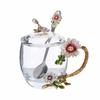 Creative Enamel Water Cup Spoon Set Home Luxury Glass Cup with Spoon with Lid Tea Cup Gift Box
