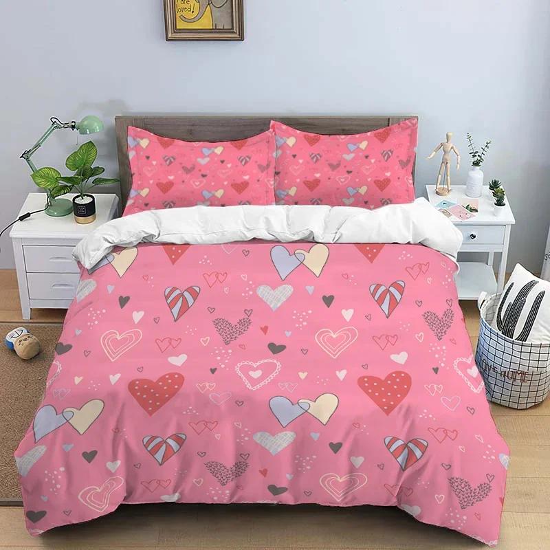 Cartoon Love HD Print Bedding Sett Children King Size Bedding Set Boy Girl's Bed Double Bed Duvet Covers Pillowcase Bedding Se