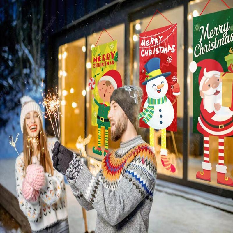 Merry Christmas Hanging Flag Christmas Decorations for Home Door Christmas Ornaments Xmas Gifts Decor 2023 New Year