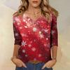 Women's T Shirt CHristmas Print 3/4 Sleeve Daily Weekend Fashion Basic V- Neck Regular Top