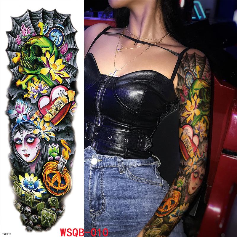 Halloween Tattoo Stickers, Big Picture Full Arm, Funny Horror Scars Bat Tombstone Tattoo