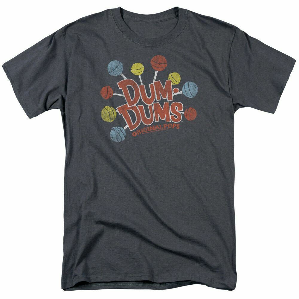 Dum-Dums Original Pops T Shirt Mens Licensed Sucker Lollipop Candy Charcoal XXXL