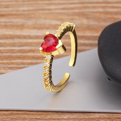 

Nidin Simple Heart Ring 5 Colors For Women Female Cute Finger Open Rings Romantic Birthday Gift For Girlfriend Fashion Jewelry рожевий червоний колір