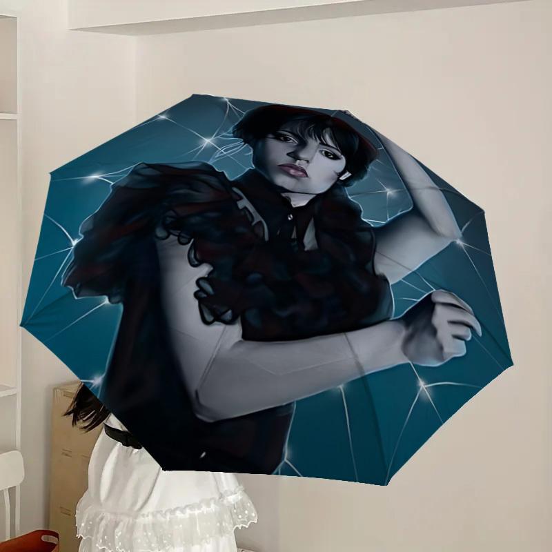1pc Wednesday Automatic Folding Umbrella] Durable Iron Frame & Rod, Portable Folding, Makes a Great Holiday Gift yy251016279