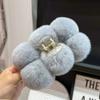 Autumn and winter temperament model~ Rex rabbit hair ball grab clip large plush hair grab back head shark clip hairpin headgear