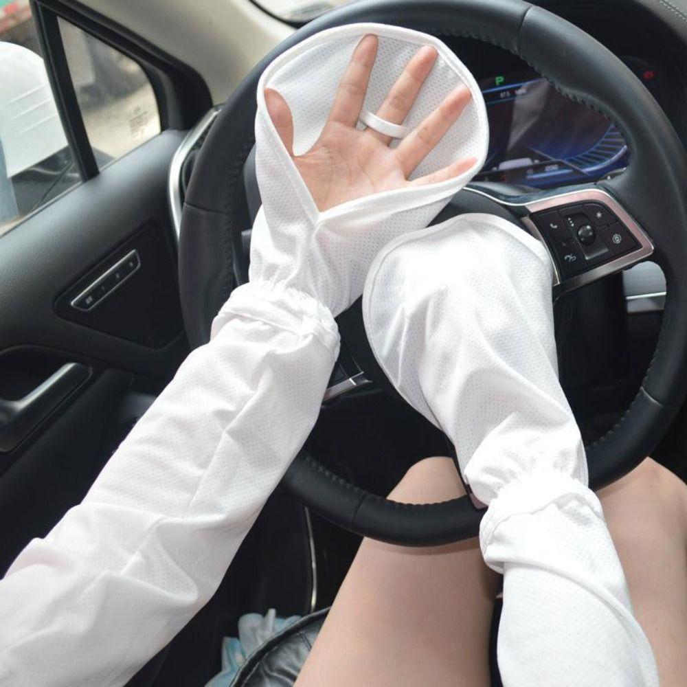 Adjustable Cuff Driving Sleeve Gloves Breathable Ice Silk Sleeve Sun Protection Sleeves  Cycling