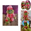 30cm Striped Green Elf Plush Toy For Christmas Gift