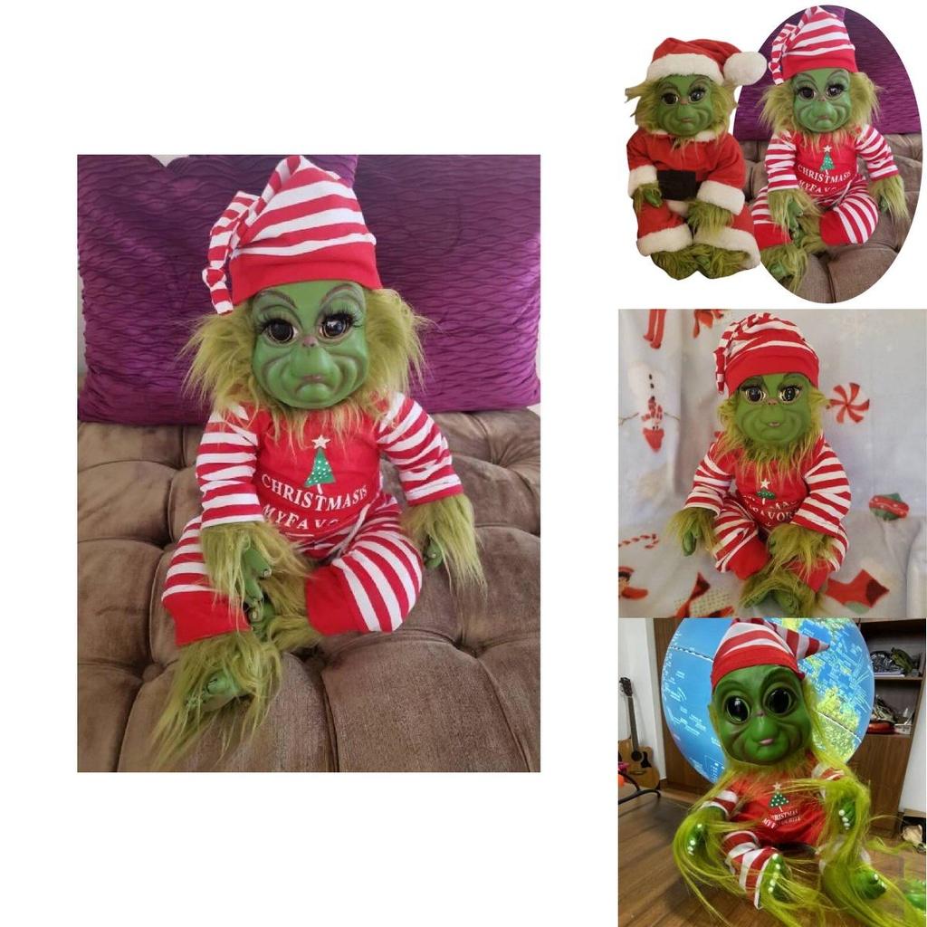 30cm Striped Green Elf Plush Toy For Christmas Gift