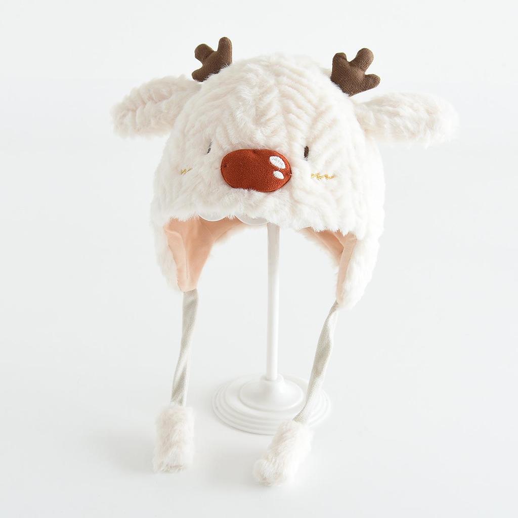 Cappello invernale antivento in peluche per bambini con orecchie da renna 3D - Caldo, carino, pullover con protezione per le orecchie