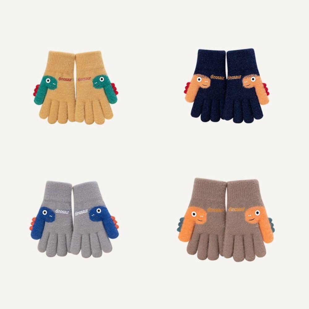 Warm Plush Five-finger Gloves 7-12 Years Old Kids Gloves Cute Winter Knitted Gloves  Boys and Girls