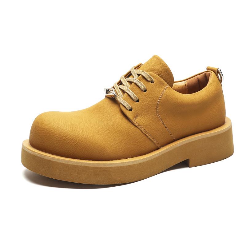 Derby Shoes Men's 2024 Spring and Summer New Mickey Big Head Shoes Big Yellow Boots Round Head Fashion Leather Shoes 177177-J