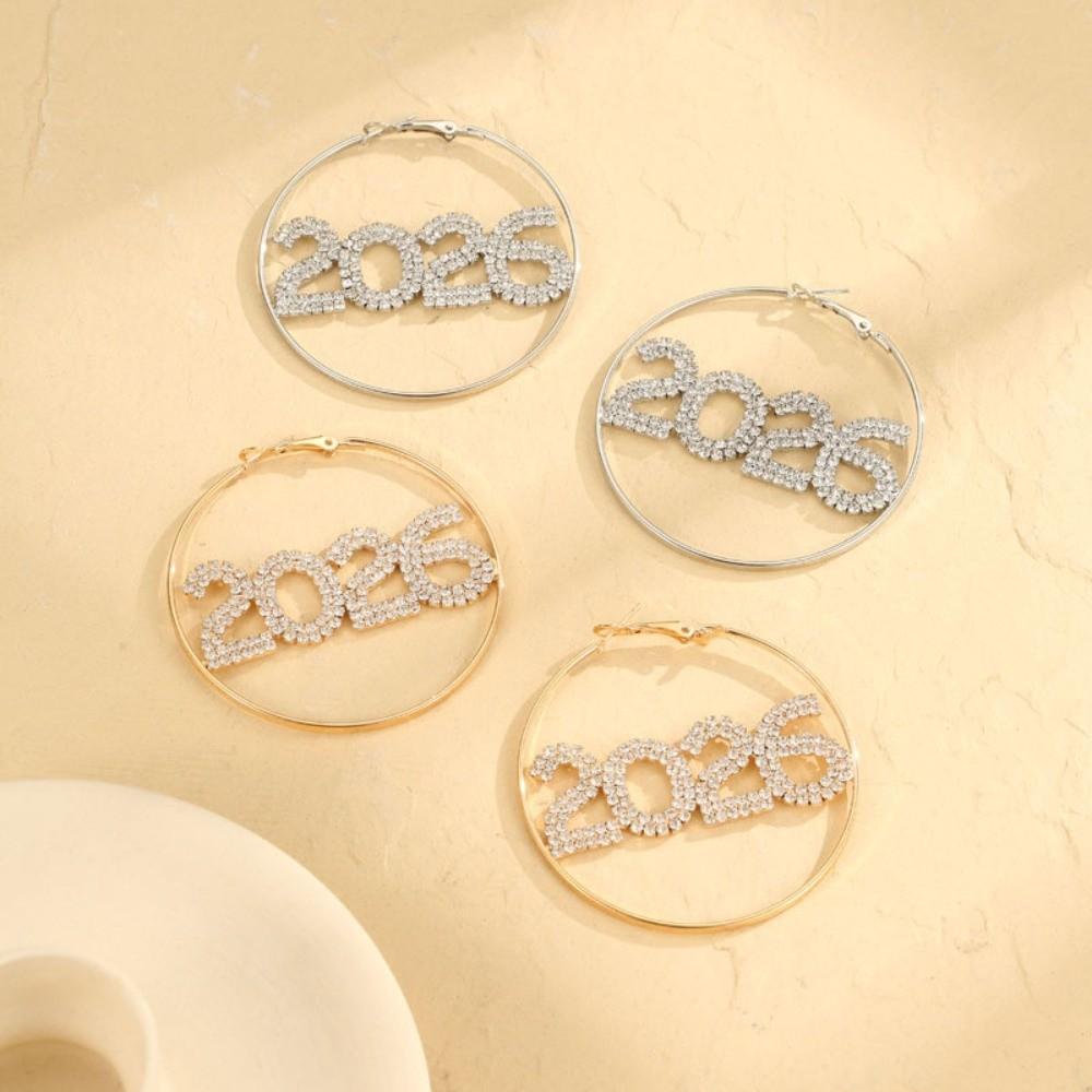 Rhinestone 2026 Jewelry Suit Aesthetic 2026 Necklace Vintage Happy New Year Earrings  Christmas