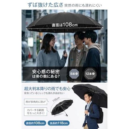 Super Large Size12 Ribs Folding Umbrella One-Touch Automatic Open Close Mens Reverse Wind Resistant Teflon Coating Windproof Water Repellent Durable