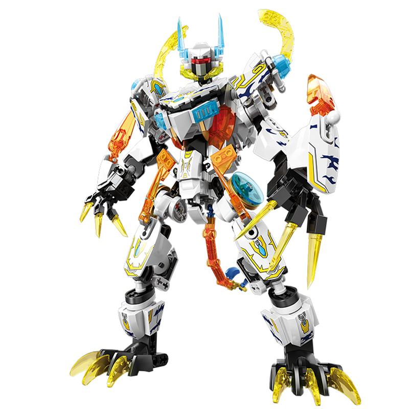 2IN1 Transforming Robot Brick Playset Mythical Beast White Tiger Mech Block Bricks Animal Brick Playset Children Toys  Playsetss Holiday Gift Present