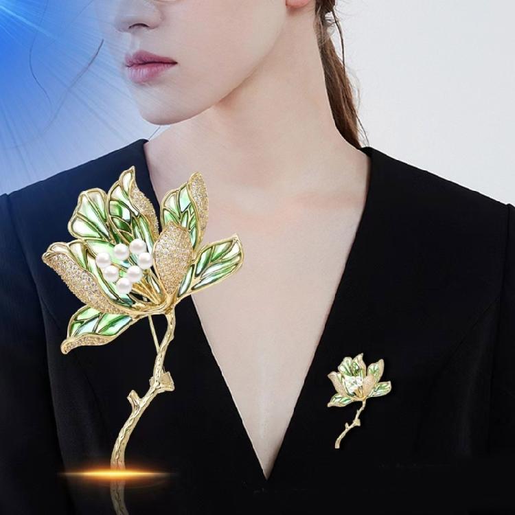 2pcs Elegant Hibiscus Flower Brooches for Women Fashion Alloy Lapel Pin Accessory Suitable for Business and Casual